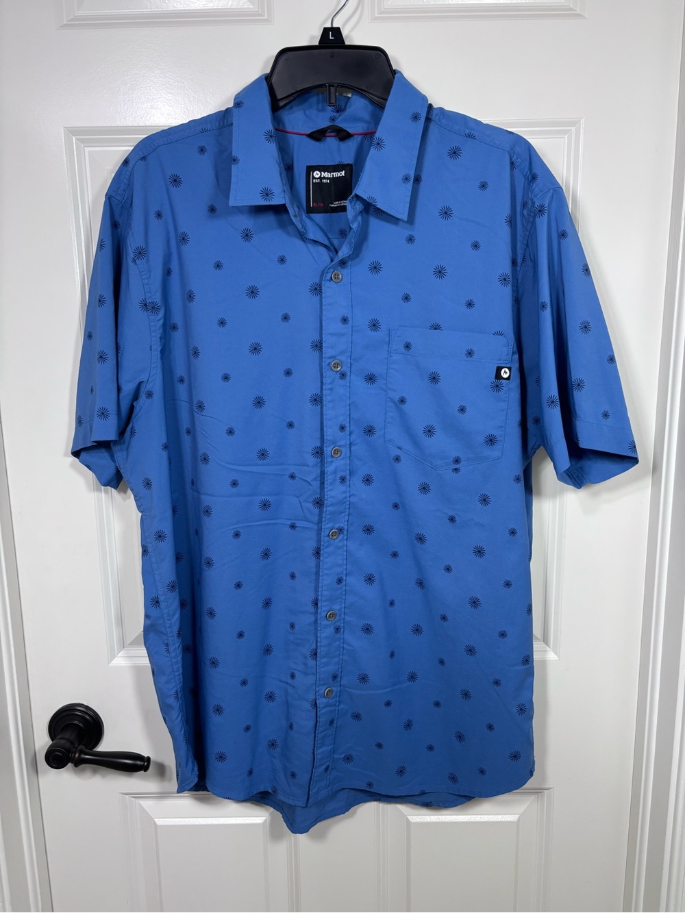 Marmot Sugar Pine Short Sleeve Button Up Shirt Men's XL Sunburst Blue